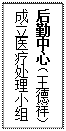 文本框:后勤中心（王德祥）
 成立医疗处理小组
 